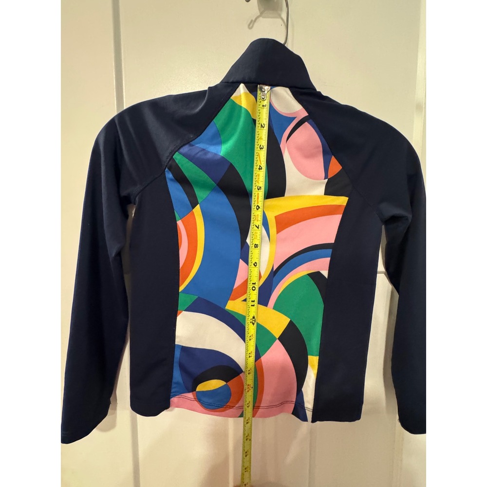 RLX Ralph Lauren Girls Navy Multi Geometric Abstract Quarter Zip Top Size S 7 - Picture 5 of 12